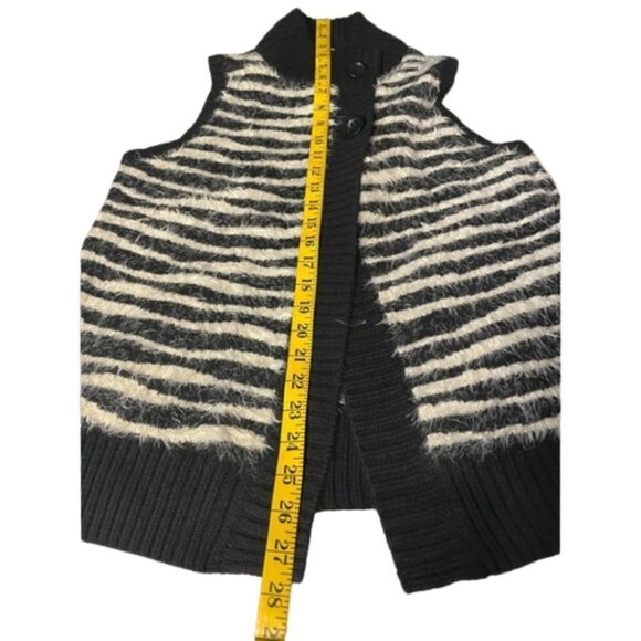 Chico's alaina vest eyelash knit sweater black/white wool mohair blend Zebra - Picture 9 of 10